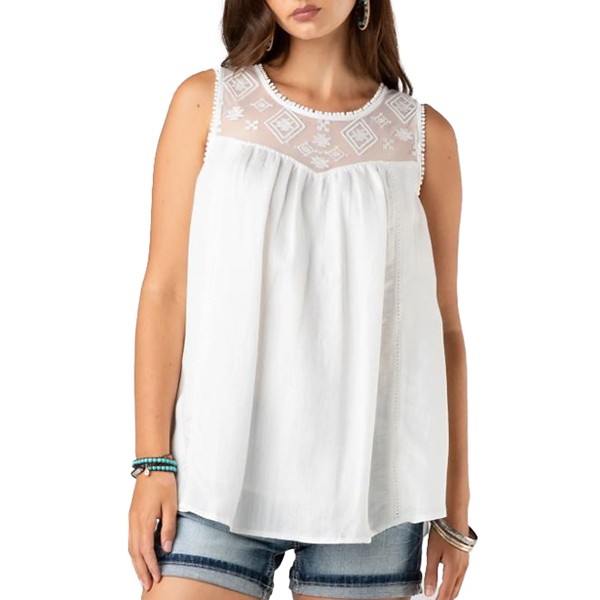Women's Miss Me Mesh Embroidered Sleeveless Shirt product image
