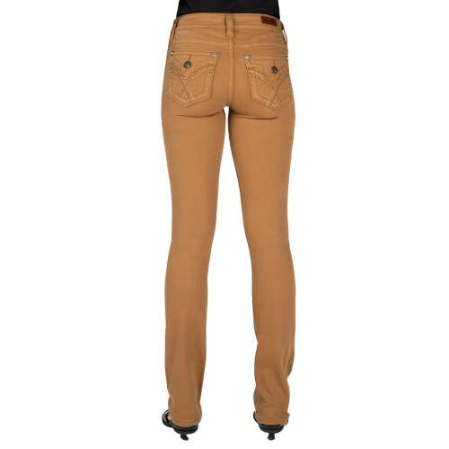 Women's Miss Me Jeans Camel Cross Stitch Slim Fit Straight Jeans