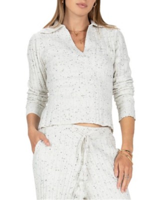 Women's Miss Me Jeans Speckled Ribbed V-Neck Pullover Sweater | SCHEELS.com