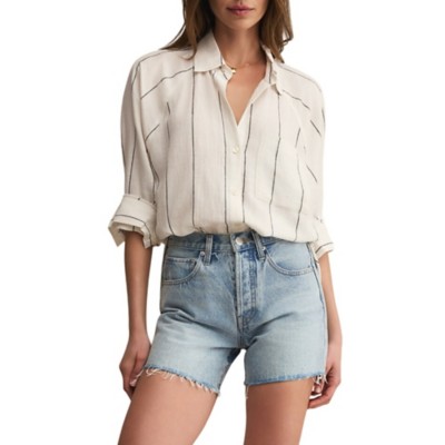 Women's Z Supply Perfect Linen Striped Long Sleeve Button Up