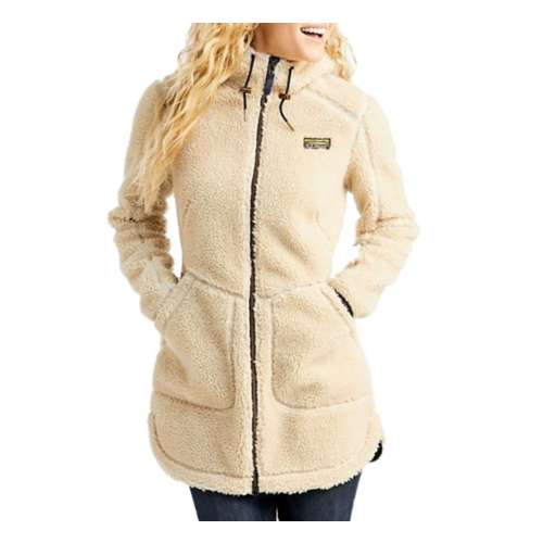 L.L. Bean Plus Size Mountain Pile Fleece Coat in Natural