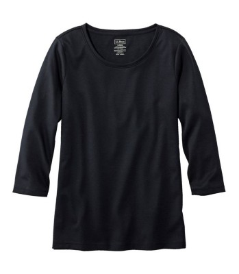 Women's L.L.Bean Pima Cotton Shaped 3/4 Sleeve Scoop Neck T-Shirt
