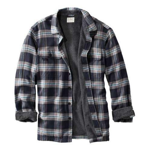 Ll bean men's on sale fleece lined flannel shirt