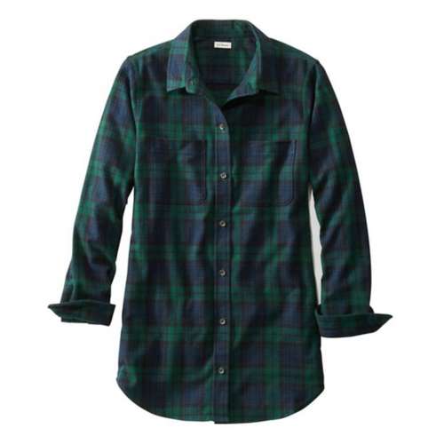 Women's L.L.Bean Scotch Plaid Flannel Long Long Sleeve Button Up Shirt