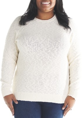 Women's L.L.Bean Plus Size Midweight Cotton Slub Pullover Sweater