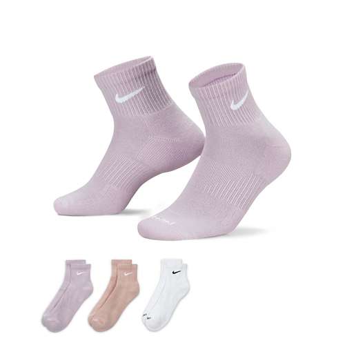 Adult Nike Everyday Plus Cushioned Training Ankle 3 Pack Quarter Fitness Socks