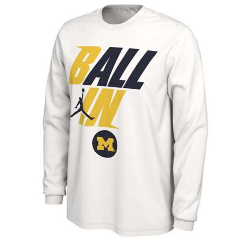 Nike Jordan Michigan Wolverines Ball In Long Sleeve Shirt