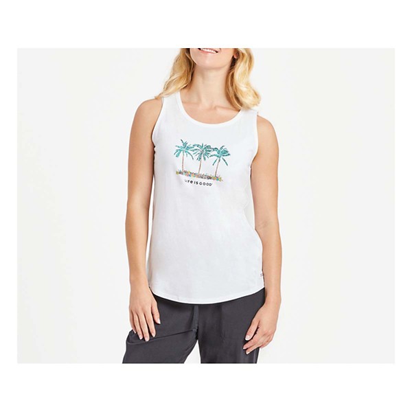 Women's Life is Good Cool Paml Flowers Sleeveless Tank Top product image