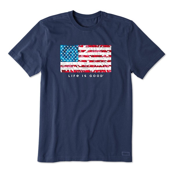 Men's Life Is Good Tie Dye Flag Crusher T-Shirt product image