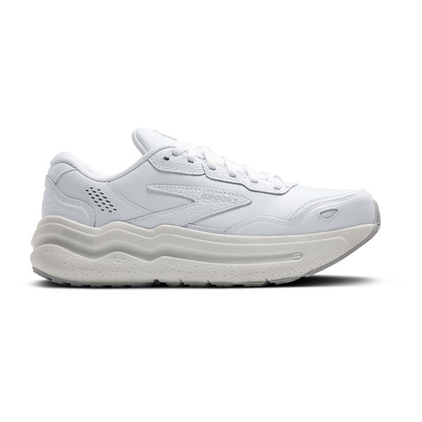 Men's Brooks Ghost Max 2 Leather Walking Shoes 13 Wide White/White