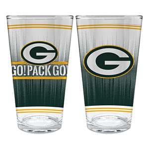 Green bay Packers Bar Glasses- set of 4 .