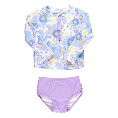 Toddler Girls' RuffleButts Long Sleeve Zipper Rash Guard Swim Set