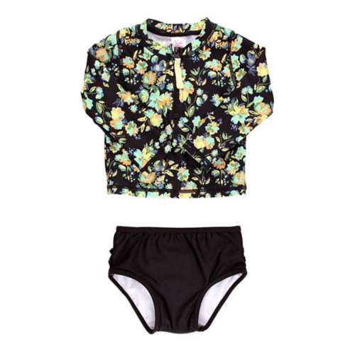 Toddler Girls' RuffleButts Long Sleeve Zipper Rash Guard Swim Set
