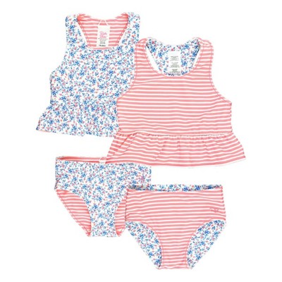 Toddler Girls' RuffleButts Reversible Peplum Swim Tankini Set