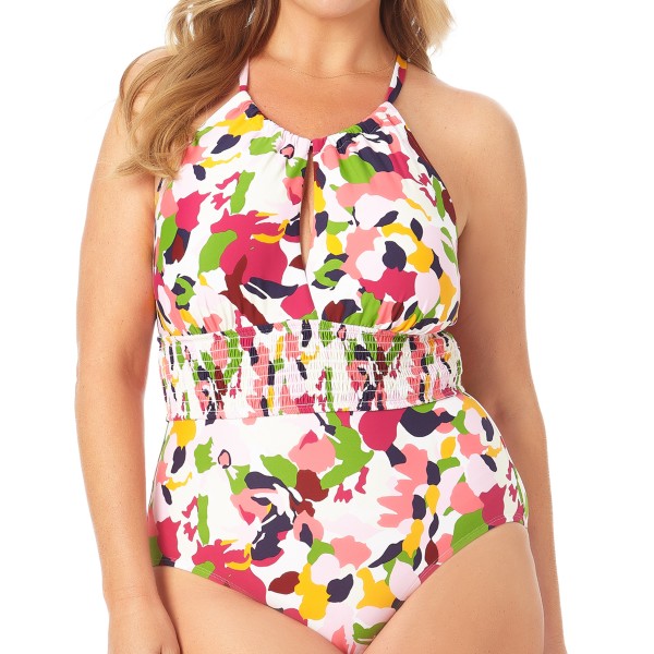 Women's Anne Cole High Neck Smocked One-Piece product image
