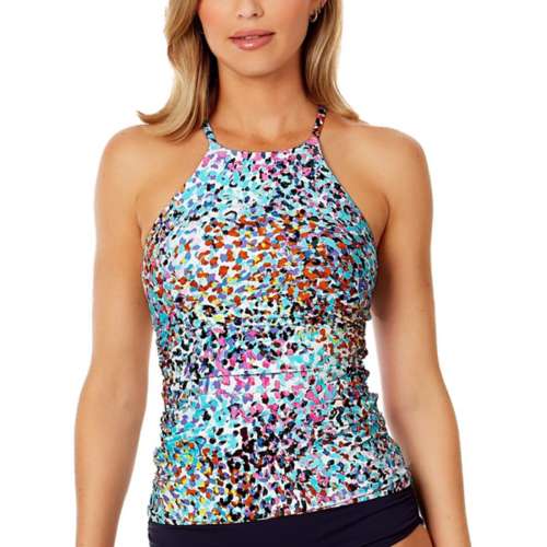 Womens Swim Tops Pour Moi Colour Block Tummy Control Swimsuit