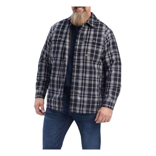 Men's Ariat Rebar DuraStretch Flannel Insulated Shirt Softshell Jacket