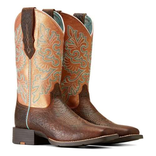 Women's Ariat Round Up Wide Square Toe StretchFit Western Boots
