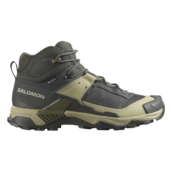 Men's Salomon X Ultra 5 Mid GTX GORE-TEX Hiking Boots Outdoor 10 Peat/Green/Blue Nights