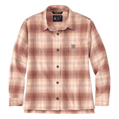 Houston Astros Large Check Flannel Button-Up Long Sleeve Shirt - Orange/Navy