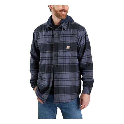 Men's Carhartt Rugged Flex Relaxed Fit Flannel Fleece-Lined Hooded Snap-Front Shirt