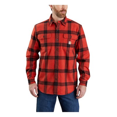 Men's Carhartt Loose Fit Heavyweight Flannel Long Shirts Button Up Shirt
