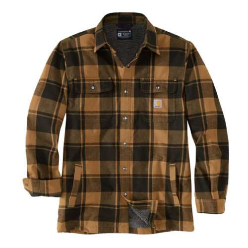 Men's Carhartt Relaxed Fit Flannel Sherpa Lined Snap Button Up Shirt