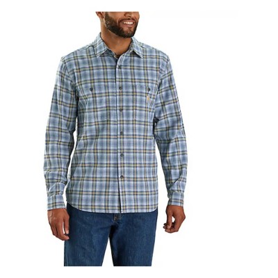 Men's Carhartt Rugged Flex Relaxed Fit Lightweight Plaid Long Sleeve Button Up Shirt