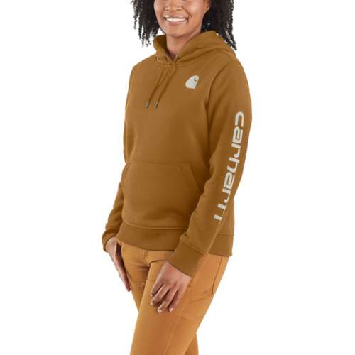 Carhartt Women's Large Brown Logo Sleeve Graphic Sweatshirt