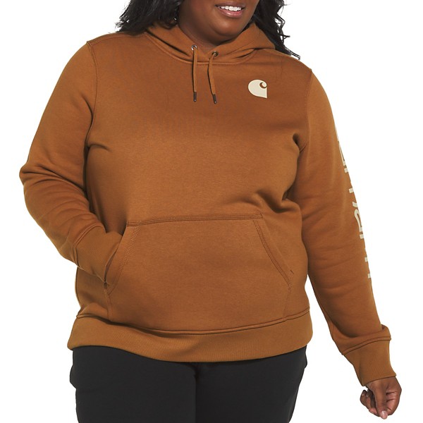 Women's Carhartt Clarksburg Graphic Sleeve Hoodie 2X Brown