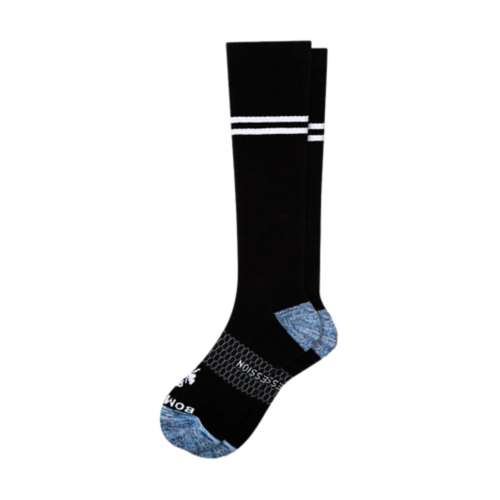 4 Pairs Casual Knee High White Tube Socks Long Athletic Blue Stripe Sports  10-15 