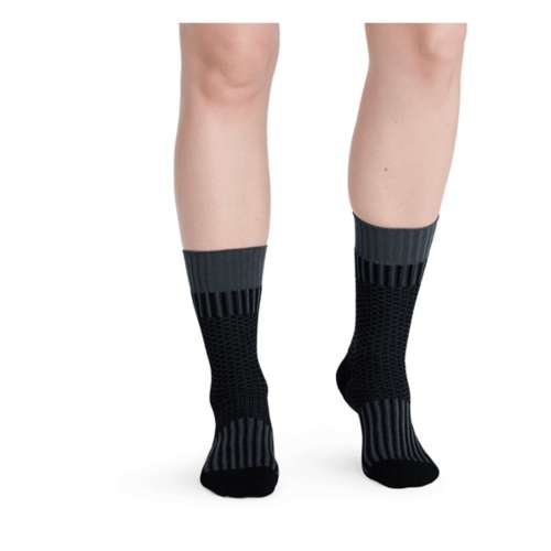 Women's Bombas Contrast Stripe Rib Crosshatch Jacquard Calf Sock