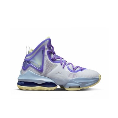 Kids' Nike LeBron 19 Basketball Shoes - Aura/Citron Tint-Worn Blue