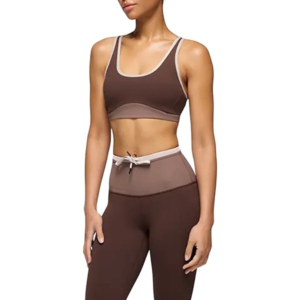 Women's prAna Luxara Salutations Sports Bra Large Mocha Colorblock