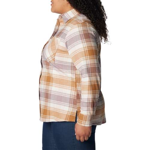 Women's Columbia Plus Size Calico Basin Flannel Long Sleeve Button Up Short shirt