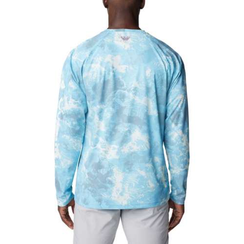 Columbia Men's PFG Terminal Deflector Printed Long Sleeve Fishing Shirt - XXL - Blue