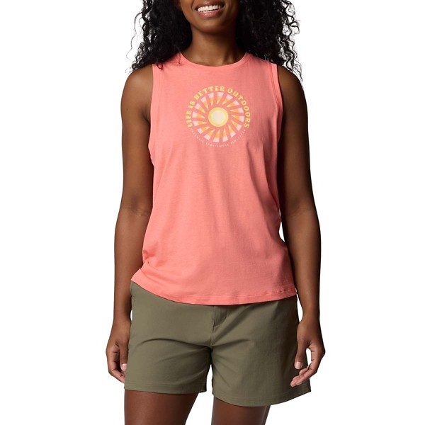 Women's Columbia Ruby Springs Graphic Crew Neck Tank Top XLarge Alpenglow