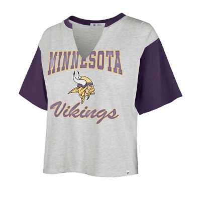 '47 Minnesota Vikings Women's Lace-Up V-Neck Jersey T-Shirt Large