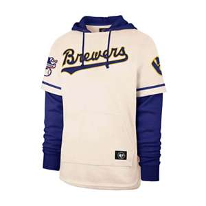Milwaukee Brewers '47 Brand Headline Imprint Ball & Glove Hooded Sweatshirt