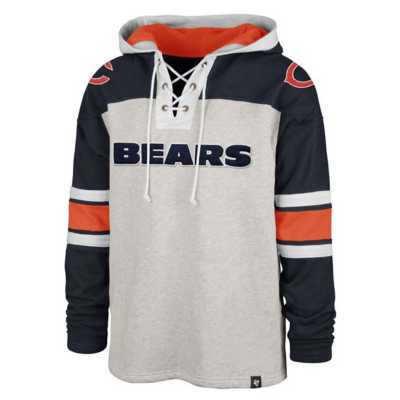 Chicago Bears '47 Gridiron Lace-Up Pullover Hoodie - Heather Gray