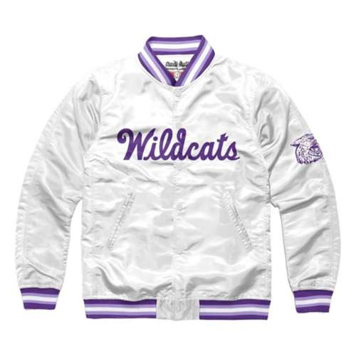Charlie Hustle Kansas State Wildcats White Satin Varsity Jacket