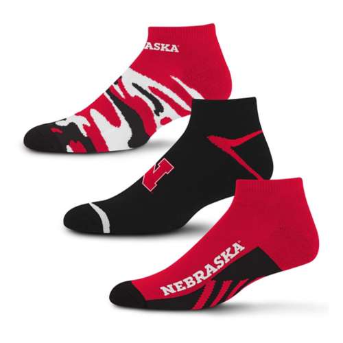 For Bare Feet Nebraska Cornhuskers Camo Boom 3-Pack Socks