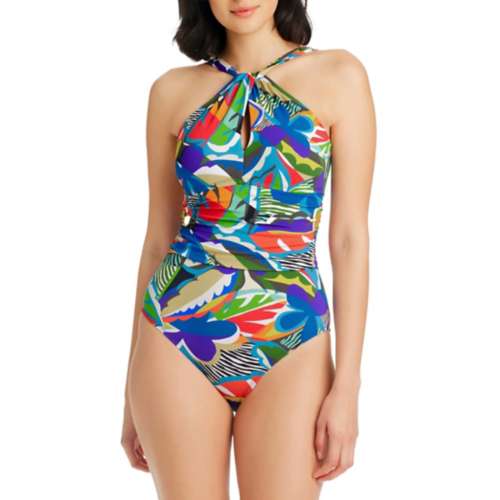 Women's Bleu Rod Beattie The Mix Key Hole High Neck One Piece Swimsuit