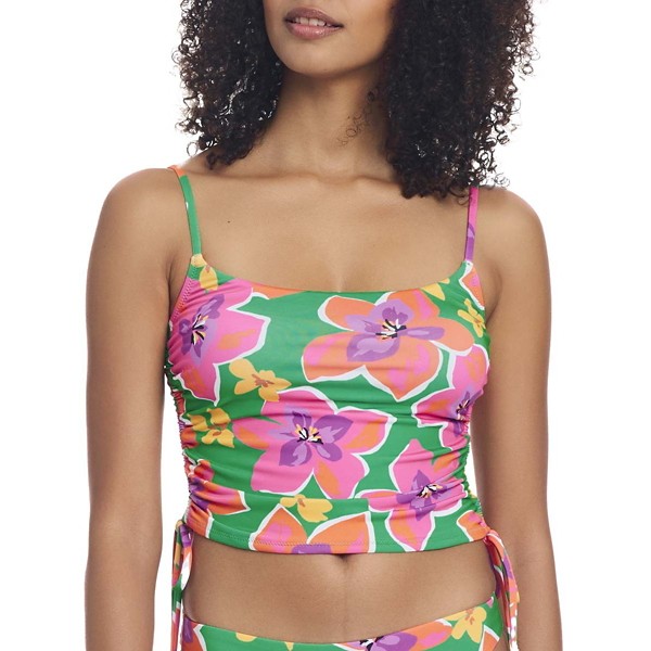 Women's Sanctuary Shirred Side Bralette Crop Swim Bikini Top Contemporary Small Multi