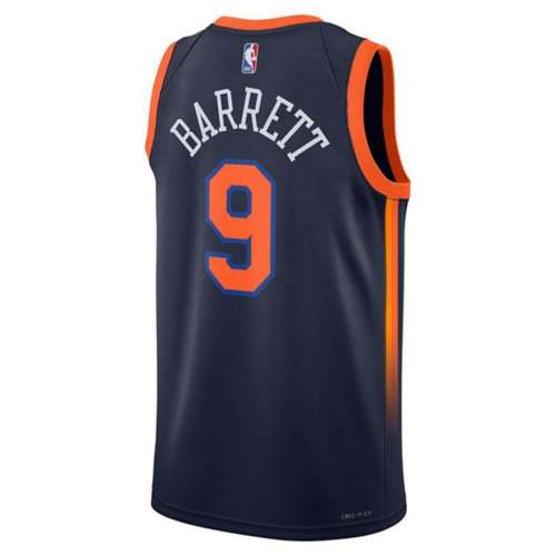 Nike New York Knicks RJ Barrett #9 2022 Statement Name & Number T-Shirt