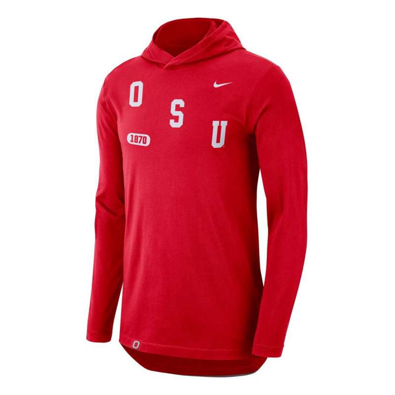 Nike Ohio State Buckeyes Hooded DriFit Long Sleeve Shirt