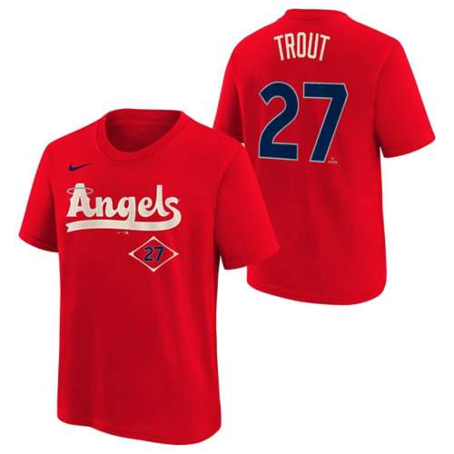 Nike Youth Los Angeles Angels Mike Trout #27 T-Shirt - Red - L (Large)