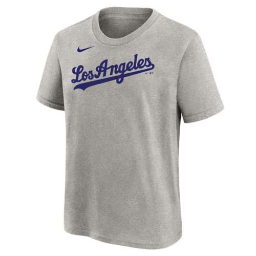 Youth Nike Mookie Betts Gray Los Angeles Dodgers Player Performance Name & Number T-Shirt Size: Large