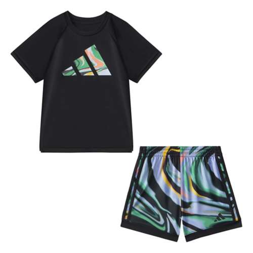 Baby adidas Poly Printed Short Sleeve T-Shirt and Shorts Set