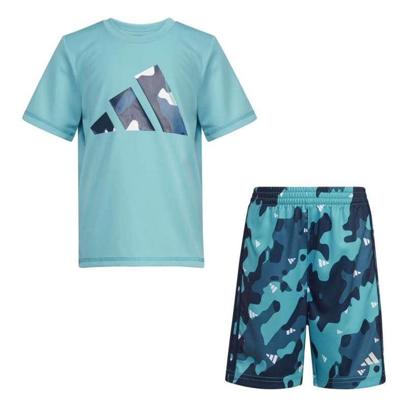 Kids' adidas Camo All Over T-Shirt and Shorts set